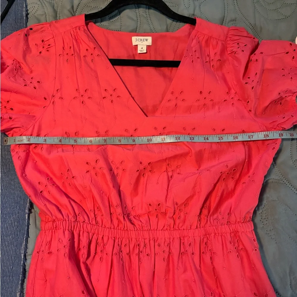 J. Crew Vibrant Coral Eyelet Midi Dress
